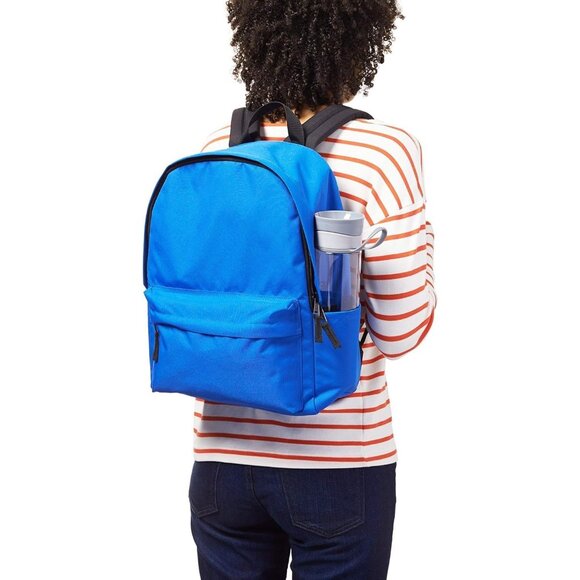 🆕 Men Blue Classic School Featuring Adjustable Padded Double-Zipper Backpack - Picture 3 of 7